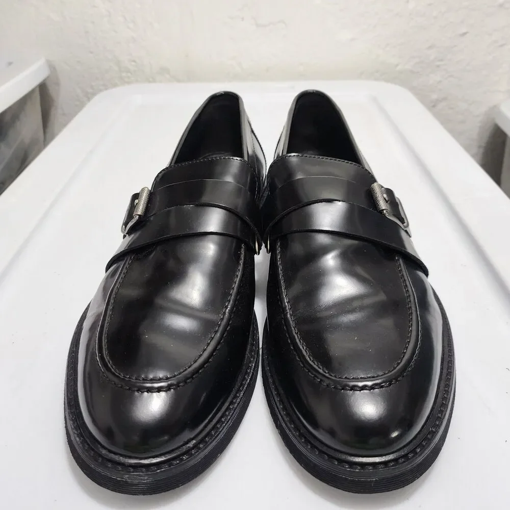 Geox Patrick Cox glossy black leather monk-strap Hybrid Dress loafers US13 EU46